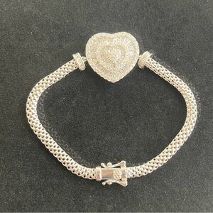 Sparkling Silver Heart Bracelet
